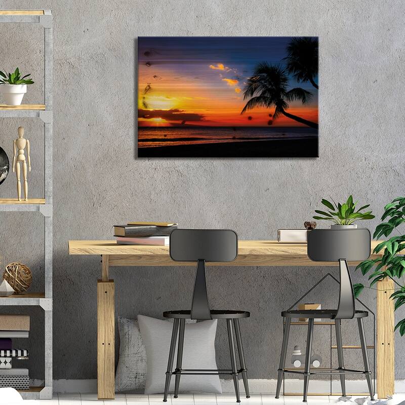 Leaning Into Sunset Print On Wood by Jonathan Ross Photography - Multi-Color