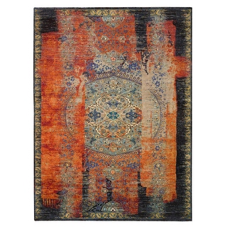 Shahbanu Rugs Rust Red & Black, Ghazni Wool Hand Knotted, Ancient ...