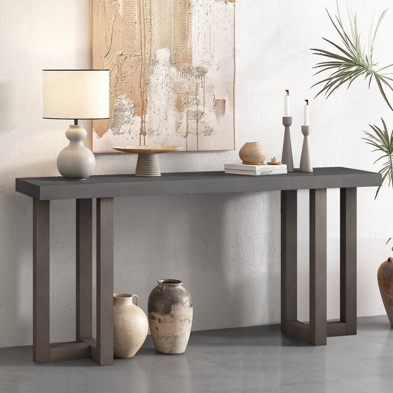 63" Long Console Table with Solid Pine Legs for Entryway Hallway Living Room or Bedroom Use