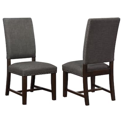 2pc Upholstered Dining Side Chair With Nailhead Accents