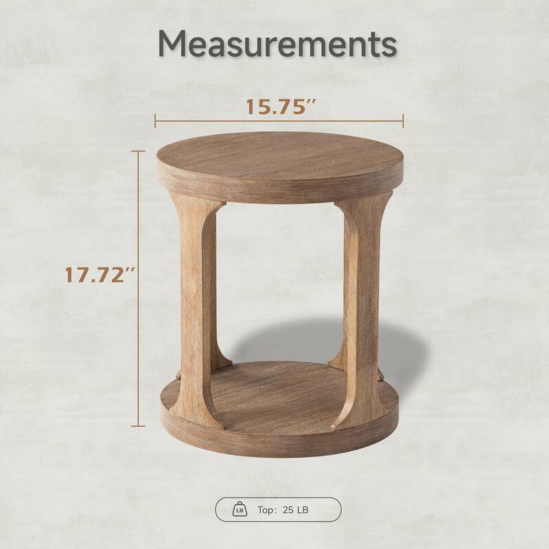 COZAYH Farmhouse End Table Wood Round Side Table for Small Space Rustic Small Pedestal Table for Living Room, Office, Couch