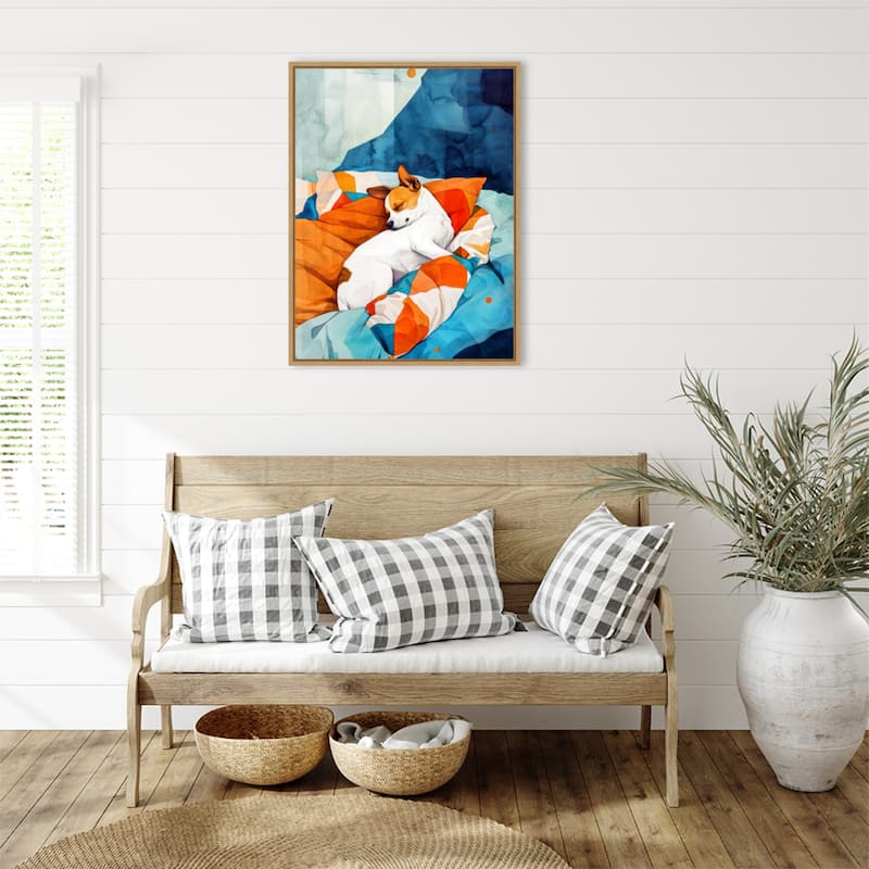 Dogs Life Nap by Justyna Jaszke Framed Canvas Wall Art