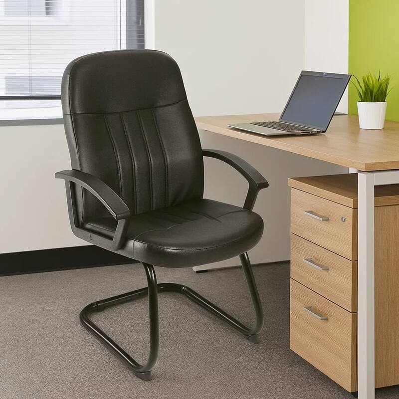 Luke Executive Armchair with Cantilever Frame, Black Faux Leather