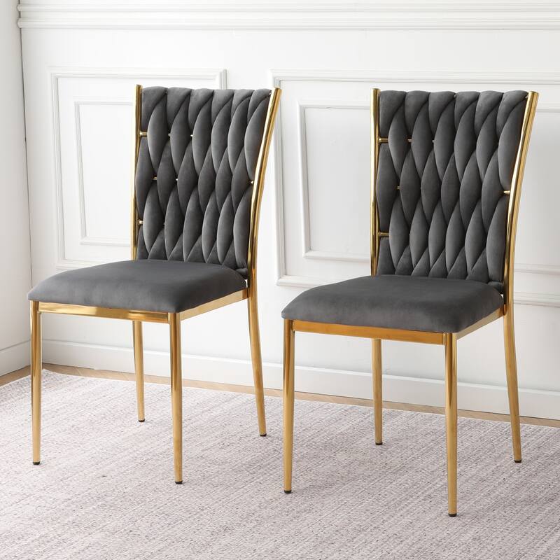 Modern Simple Velvet Dining Chair, Family Bedroom Stool Back Student Table Chair (Set Of 2)