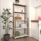 preview thumbnail 10 of 19, White Wood 5 Shelf Scroll Shelving Unit with Brown Spindle Sides and Ball Feet