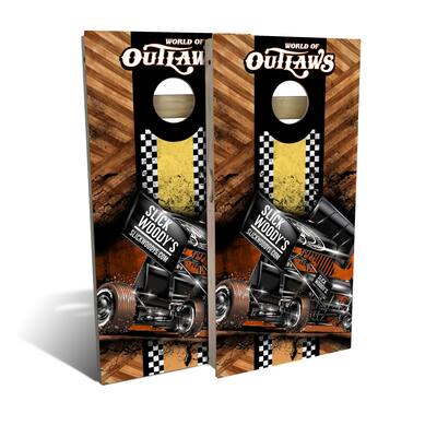 World of Outlaws Slick Woody's Sprint Car Regulation Cornhole Board Set (Includes 8 Bags) - N/A