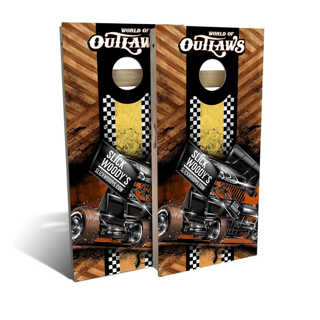 World of Outlaws Slick Woody's Sprint Car Regulation Cornhole Board Set (Includes 8 Bags) - N/A