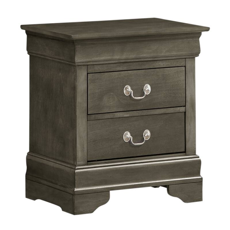 Gray Traditional Nightstand with Sturdy Construction