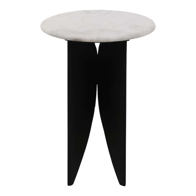 Contemporary Round Pedestal Stone Top Accent Table - 24"