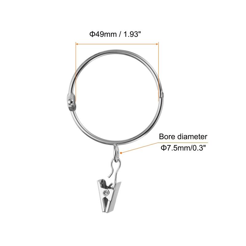 24 Pcs Drapery Curtain Rings with Clip Metal