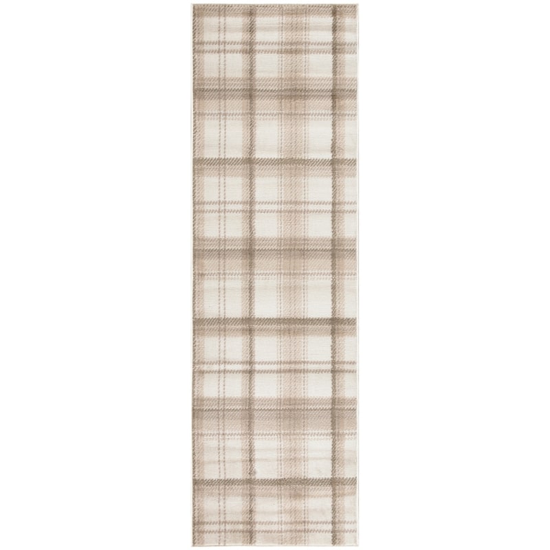 Nourison Grafix Plaid Farmhouse Area Rug - 2' 3" x 12' - Ivory/Beige