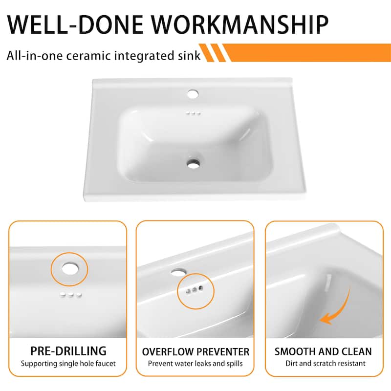 Bathroom Vanity With Sink In 24/28 Inch, Floating Bathroom Vanity With Soft Close Door