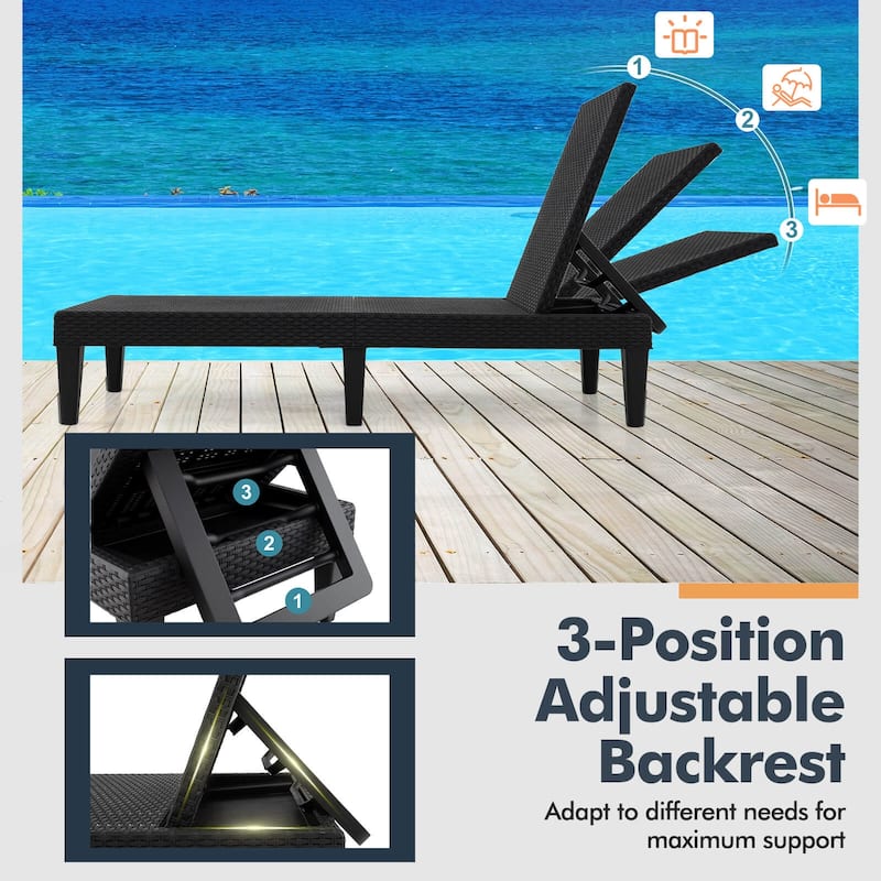 Costway 1/2 PCS Outdoor Chaise Lounger Chair 3-Position Reclining - See Details