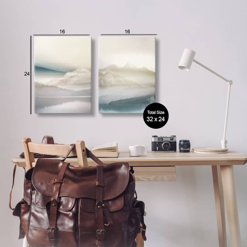 Stupell Mountain Peaks & Neutral Lake Canvas Wall Art Design By Gemma Bardot (Set of 2)