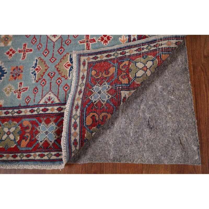 Light Blue Kazak Foyer Rug Hand-Knotted Wool Carpet - 3'3" x 4'11"