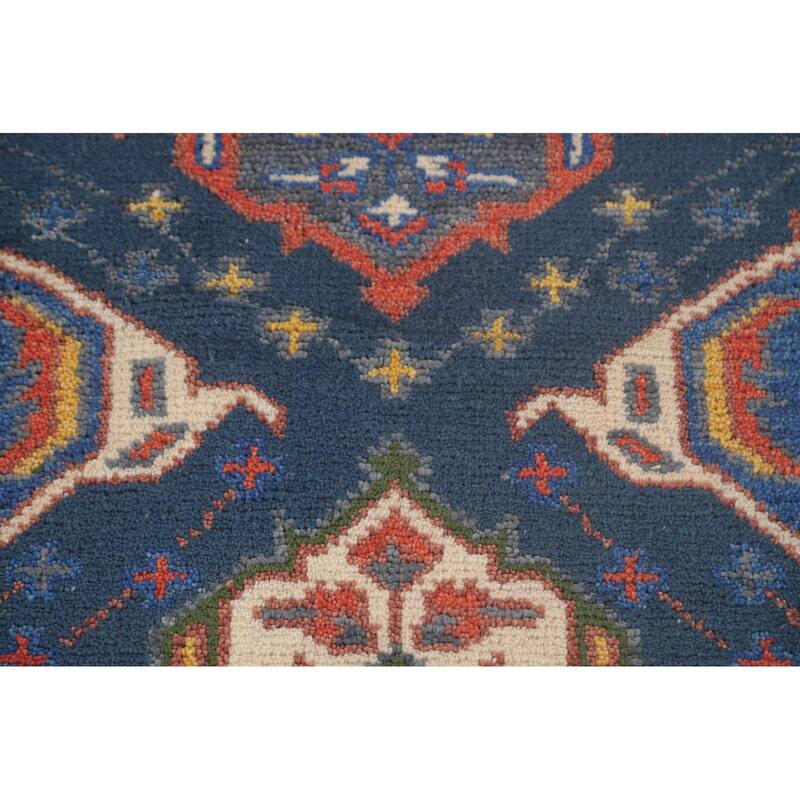Blue Kazak Oriental Runner Rug Wool Carpet - 2'7"x 9'9"