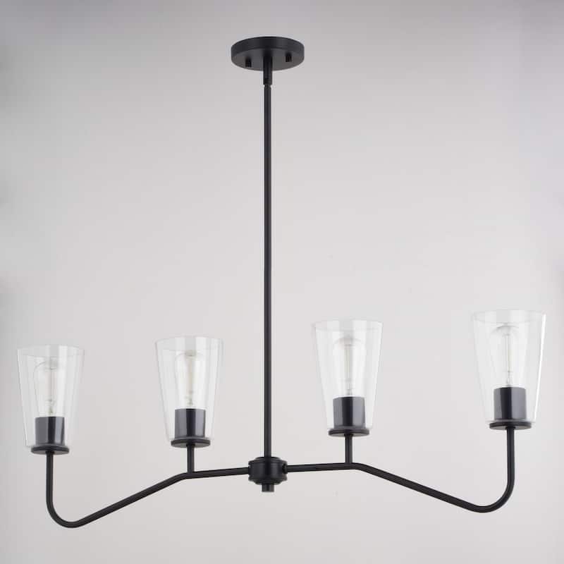 Beverly Linear Chandelier Island Pendant Light Fixture Clear Glass Shade, LED Compatible