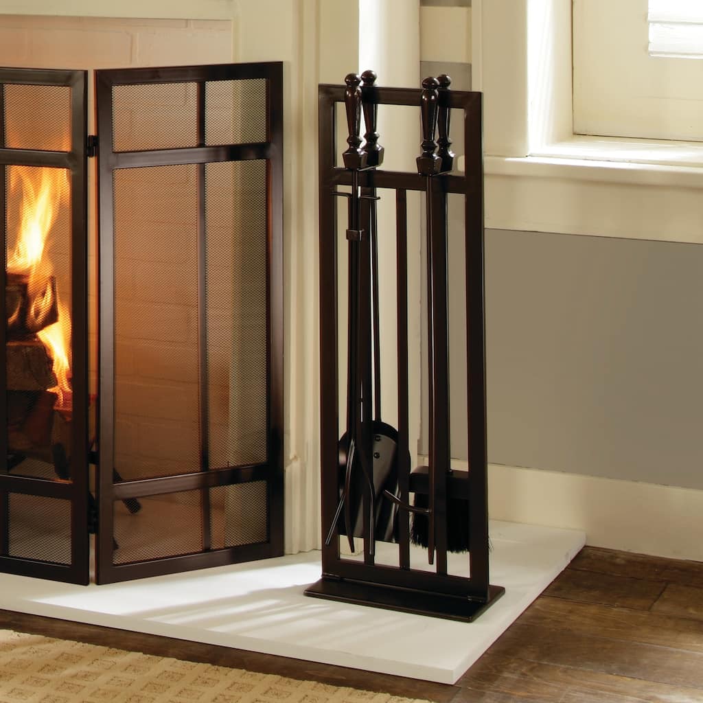 Pleasant Hearth Mission Style Wenge Steel 5 Pc Fireplace Toolset