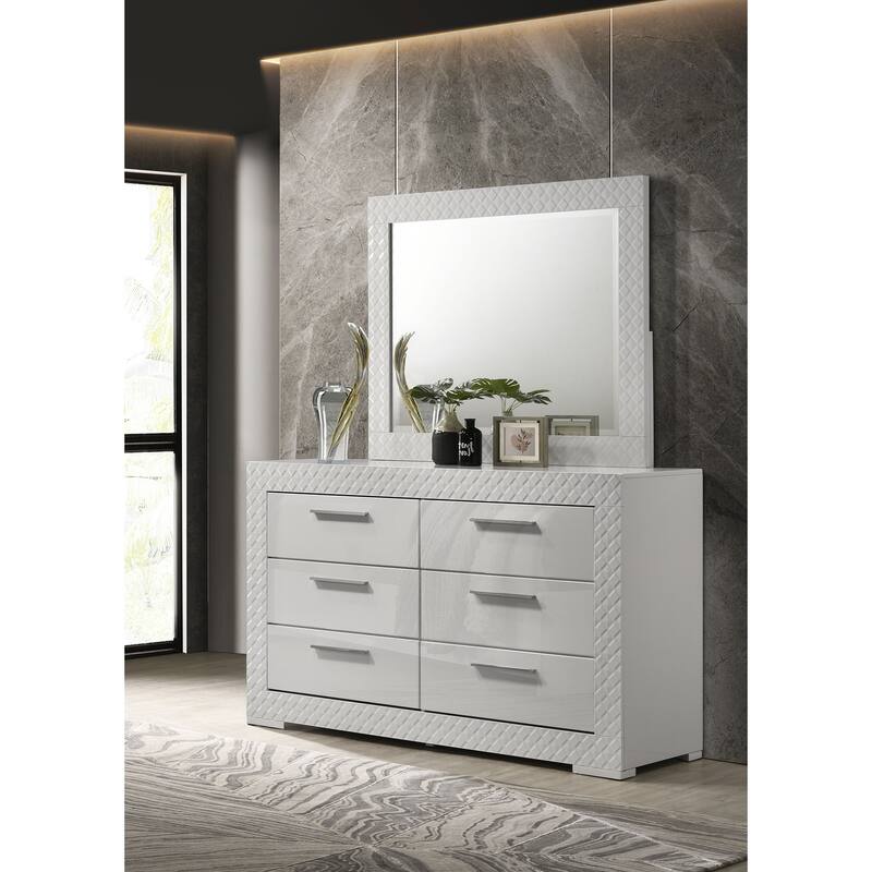 Ives 6-drawer Dresser and Mirror High Gloss