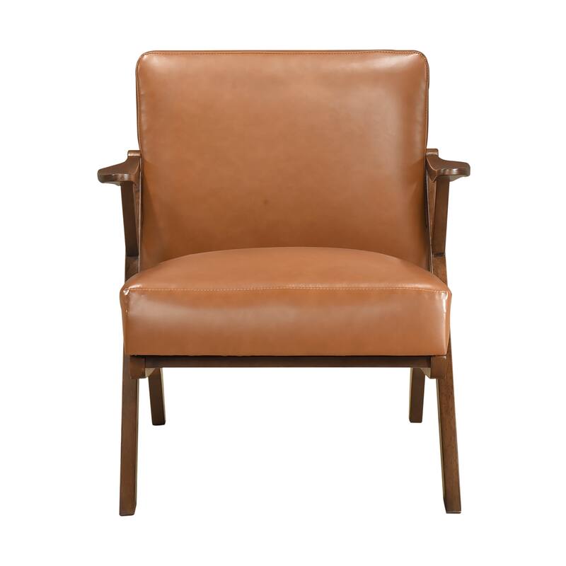 Rhys 26.5" Faux Leather Accent Chair - Solid Rubberwood Frame