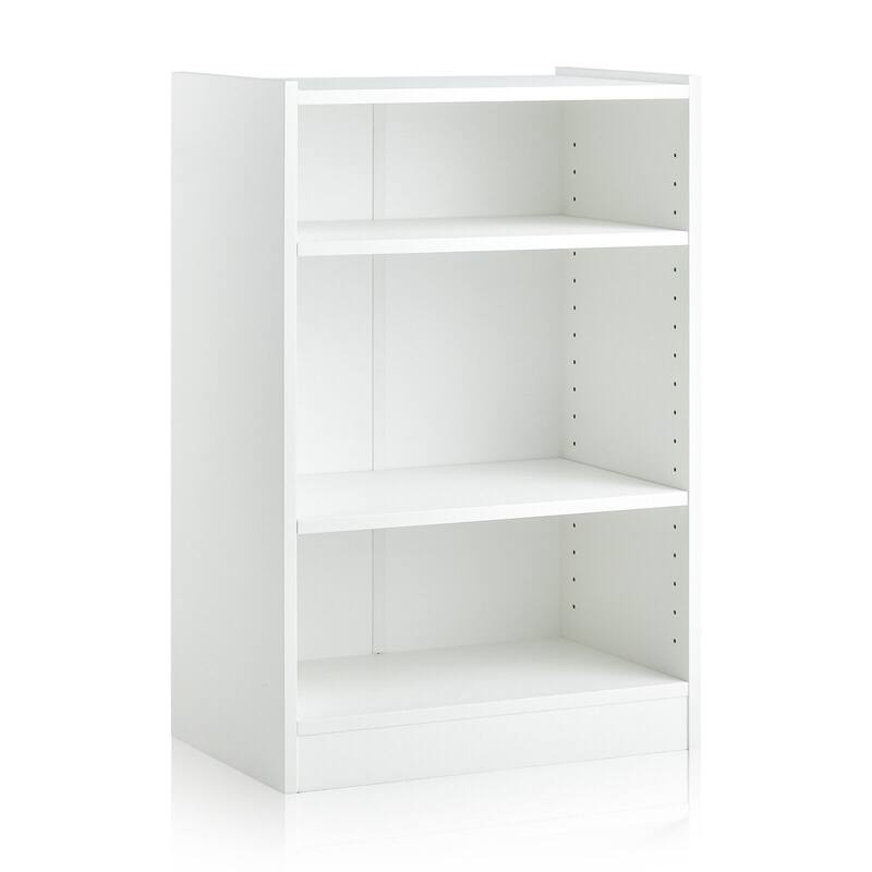 Engineered Wood 3-Tier Bookcase with Adjustable Shelves - White