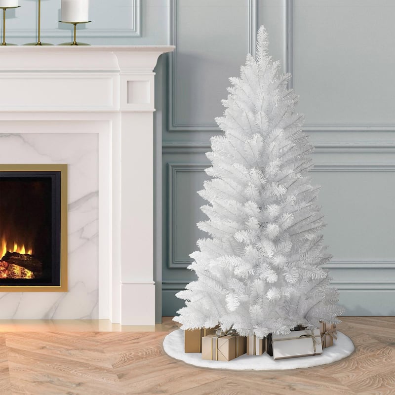 Puleo International 4 ft Unlit White Carson Artificial Pine - White