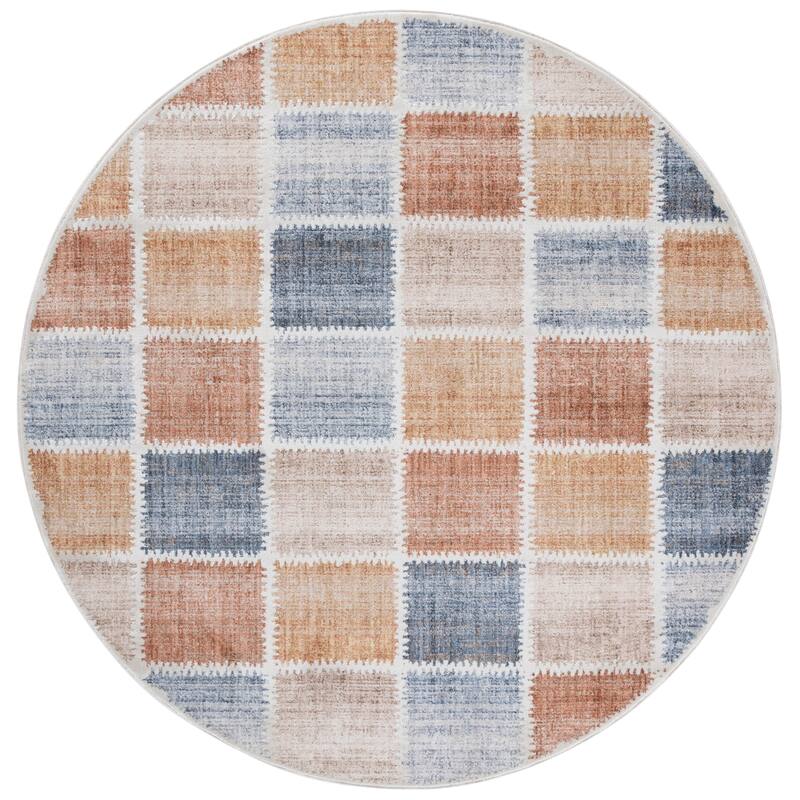 SAFAVIEH Scarlett Almute Transitional Rug - 6'7" Round - Beige/Ivory Rust