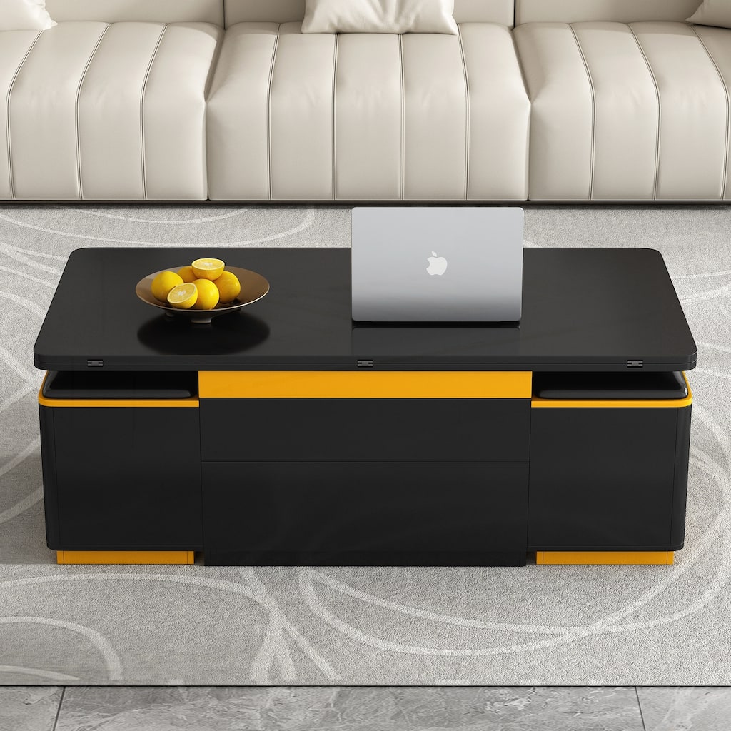 Lift-Top Coffee Table with 4 Storage Stools