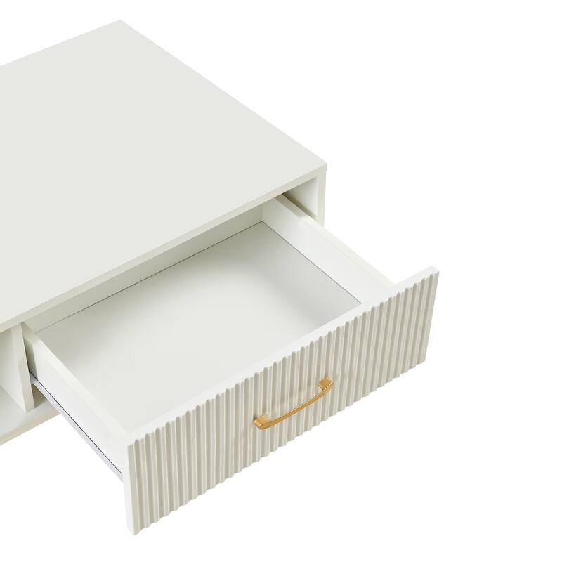 Modern Coffee Table with Drawer for Living Room,Solid Wood Legs