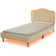 preview thumbnail 12 of 66, Velvet Upholstered Platform Bed Smart LED Bed Frame with Adjustable Height Headboard, Noise-Free Slat Support for Night's Sleep