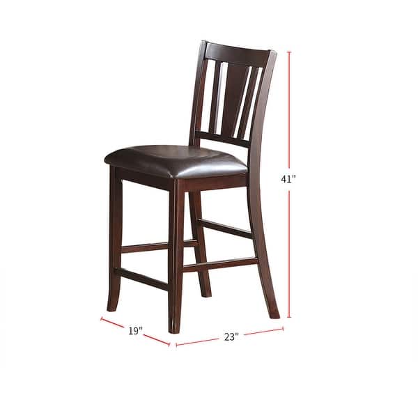 Upholstered Counter Height Chairs in Dark Brown Finish, Set of 2 Bed