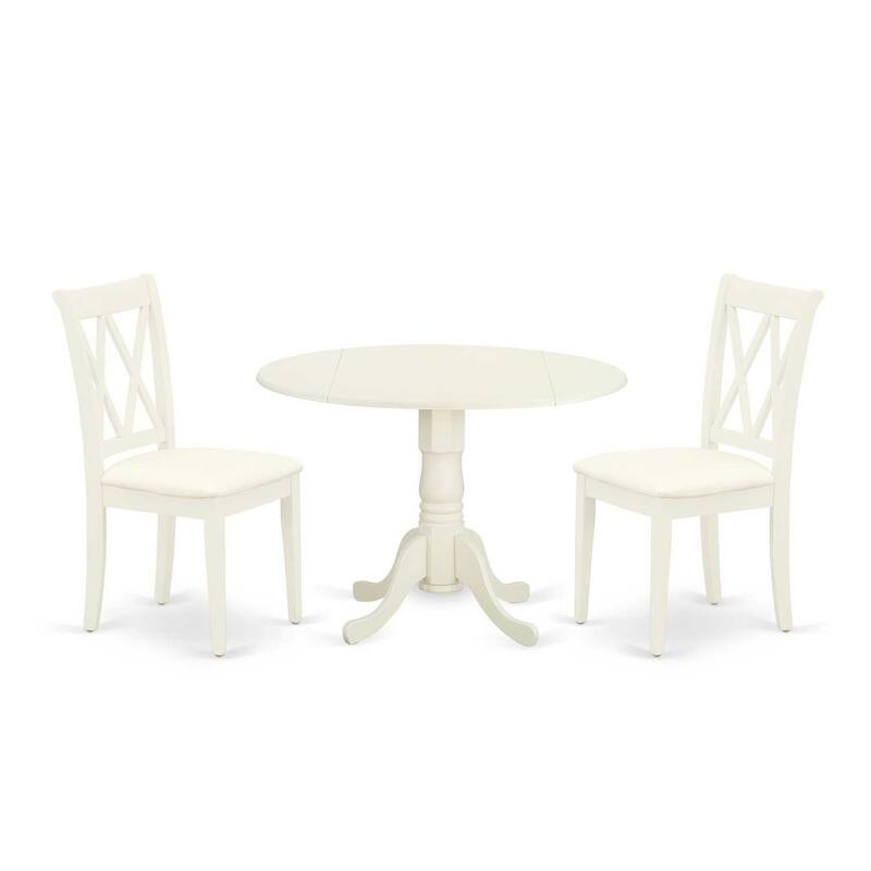 HomeStock 3-Pc Buttermilk and Cherry Solid Wood Top-Round Dining Room Set with Dropleaf-Seats 4