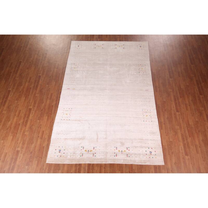 Striped Tribal Gabbeh Oriental Area Rug Handmade Wool Carpet - 7'9"x 11'9"