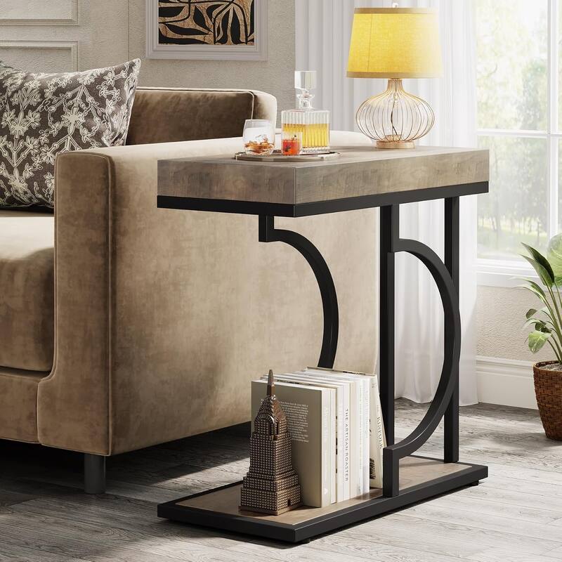 Narrow Side Table End Table Modern Bedside Tables Small Chairside Table for Couch, Sofa Table for Living Room