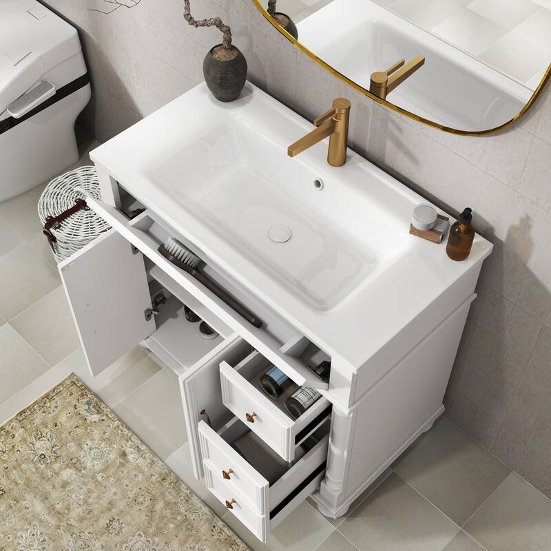 28-36 inch Transitional Single Bathroom Vanity with Ceramic Sink