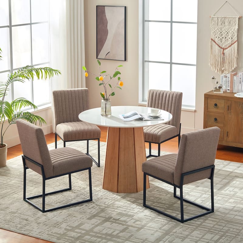 Mid Century Modern Dining Chair with Black Metal Legs