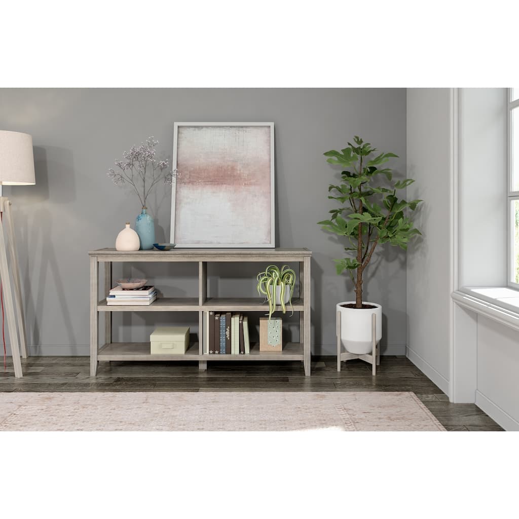 Edenton Wide Low 554"W Bookcase with 2 Shelves, Washed Grey
