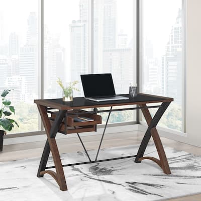 48" Glass-Top Desk with Storage