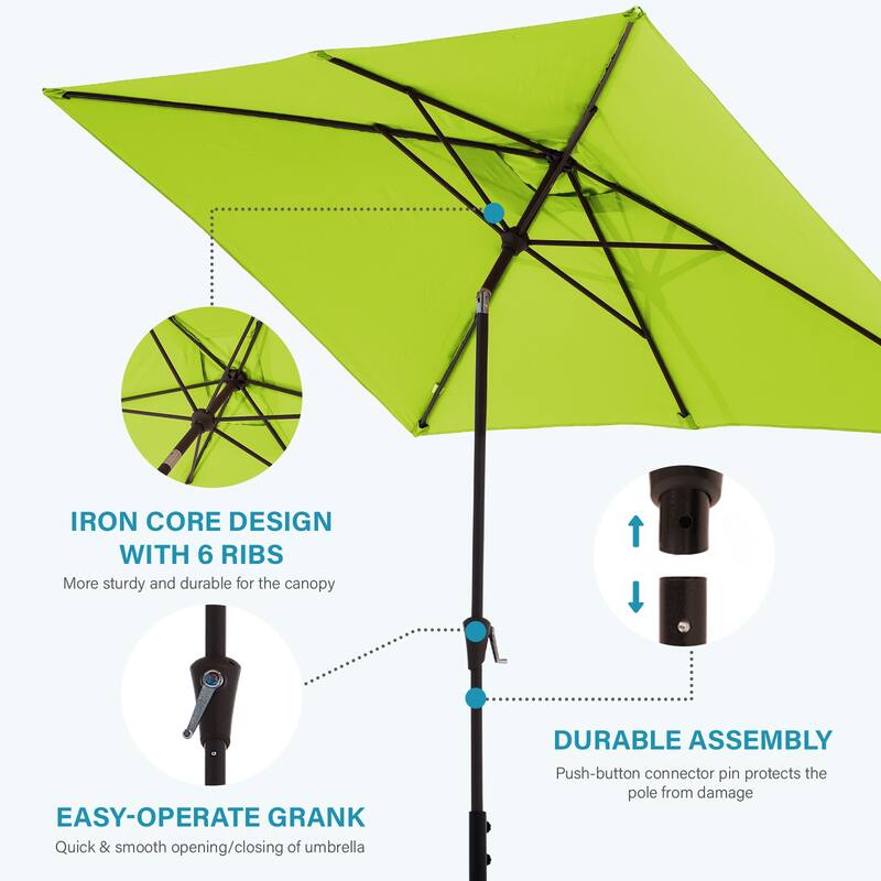 6.5*10ft Rectangular Patio Market Umbrella with Crank & Tilt, UV & Water-Resistant Canopy