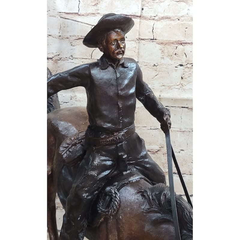 Frederic Remington Arizona Cowboy Bronze Sculpture Statue Western Americana 22 Inches X 26 Inches