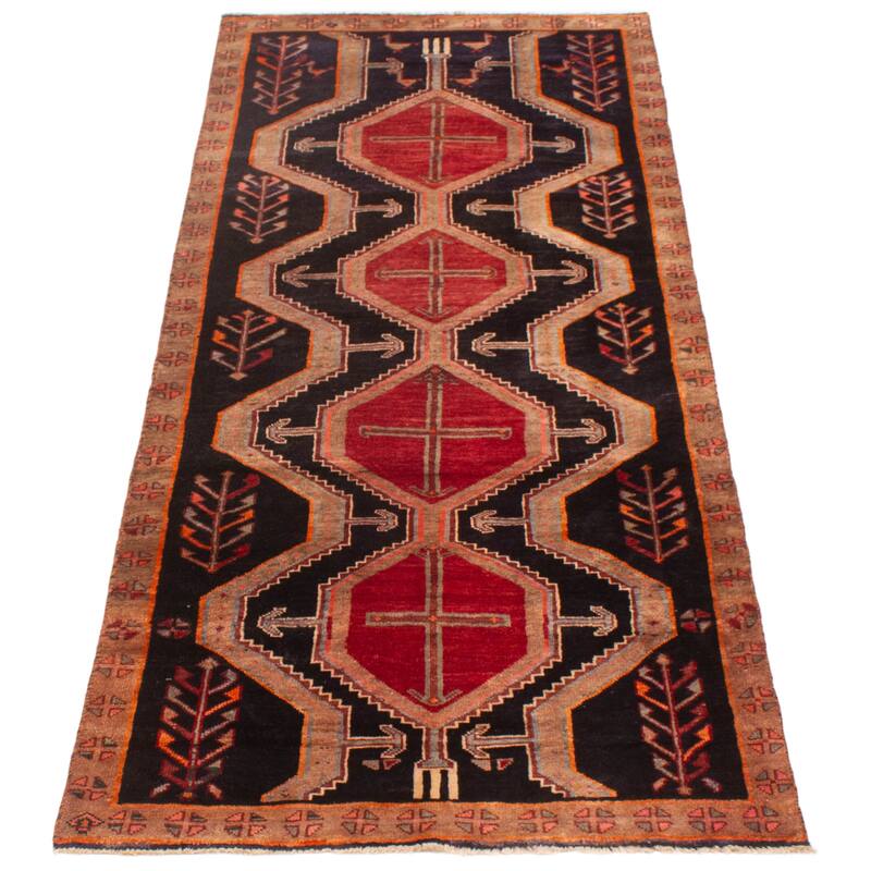 ECARPETGALLERY Hand-knotted Konya Anatolian Black, Red Wool Rug - 3'6 x 9'0