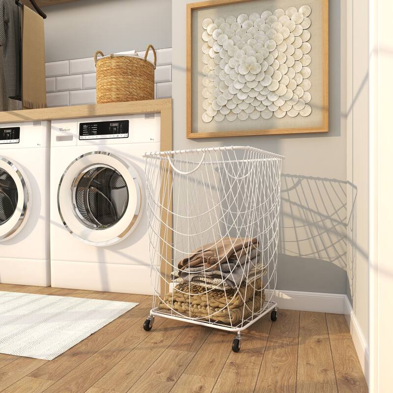 CosmoLiving by Cosmopolitan 26x16 Metal Rolling Storage Basket - 16"L x 16"W x 24"H