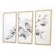preview thumbnail 12 of 11, Designart "Black And White Orchid Tranquility II" Orchids Framed Art Set of 3 - Traditional Black Wall Art Set 3 Pieces
