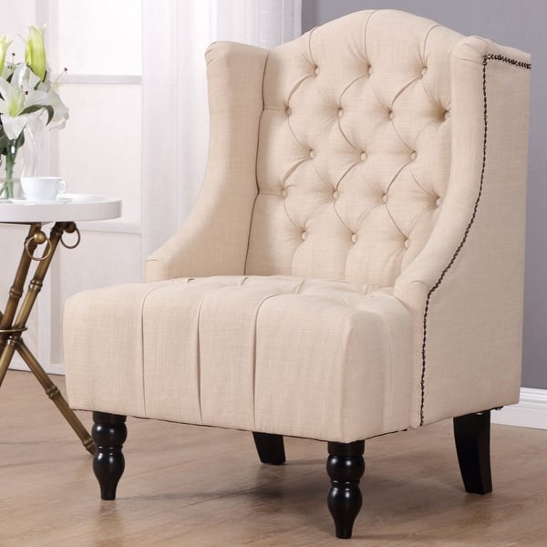 Costway Modern Tall Wingback Tufted Accent Armchair Fabric Vintage Chair Nailhead Beige Overstock 20489051 Furniture design is similar to fashion in that designers gain inspiration from the past and fuse it with modern details and inspiration. costway modern tall wingback tufted