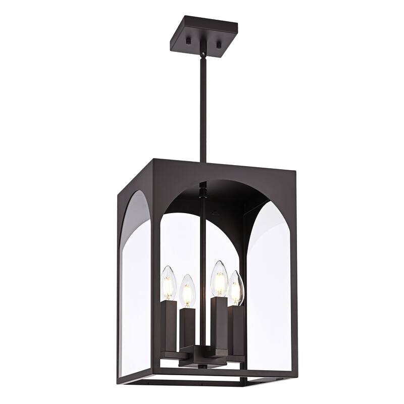 4-LightLarge Outdoor Pendant Light Fixtures, Exterior Hanging Lantern Porch Light Adjustable, Farmhouse Exterior Chandelier