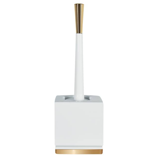 4-Piece Bathroom Accessories Set Spirella Roma White And Gold Stoneware