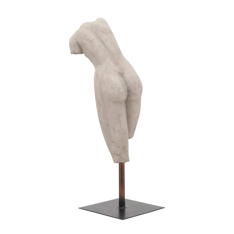 26" Torso Sculpture Contemporary Abstract Decorative Home Art Display on Stand Gray Polyresin Decor Statue for Home