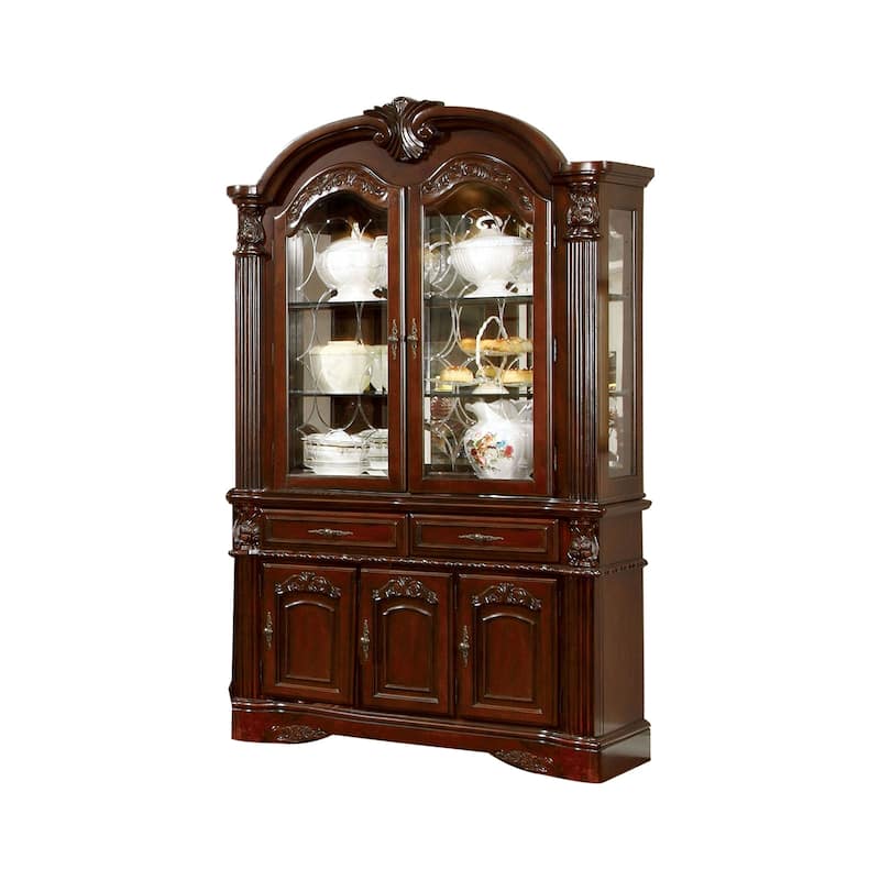 Dining Room Hutch and Buffet in Brown Cherry Finish