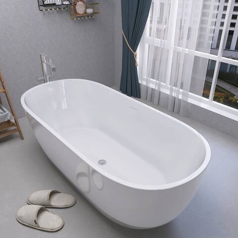 Acrylic Free Standing Tub - Classic Oval Shape Soaking Tub