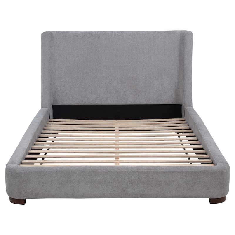 Rennes Upholstered Wingback Platform Bed Grey